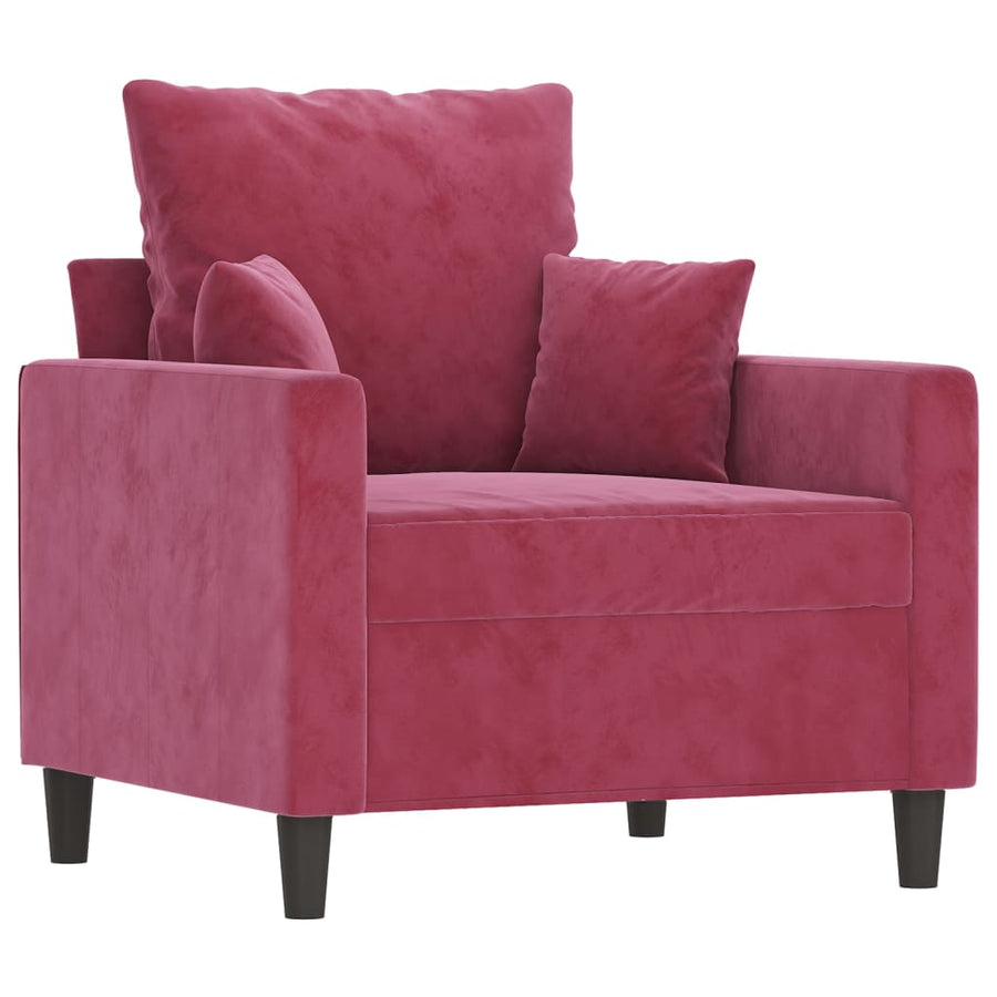 Fauteuil Met Voetenbank 60 Cm Fluweel Wijnrood