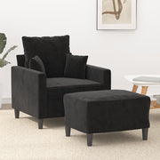 Fauteuil met voetenbank 78x77x80 cm fluweel zwart
