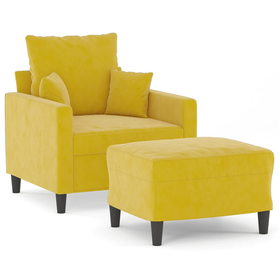 Fauteuil Met Voetenbank 60 Cm Fluweel Geel