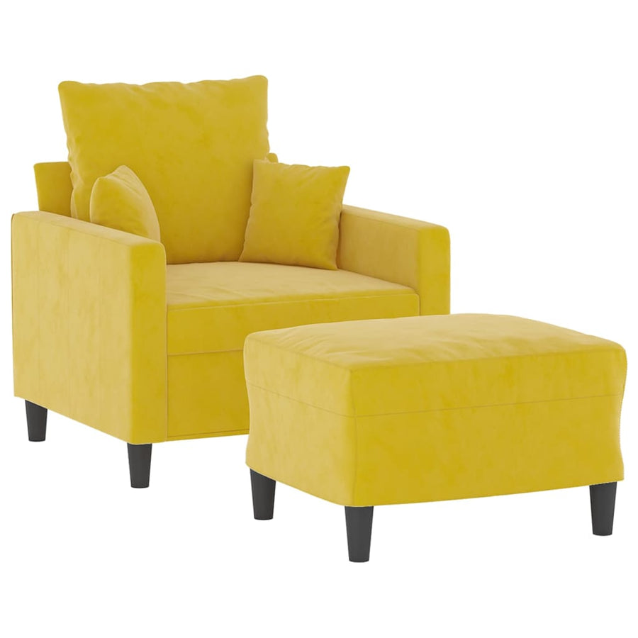 Fauteuil Met Voetenbank 60 Cm Fluweel Geel