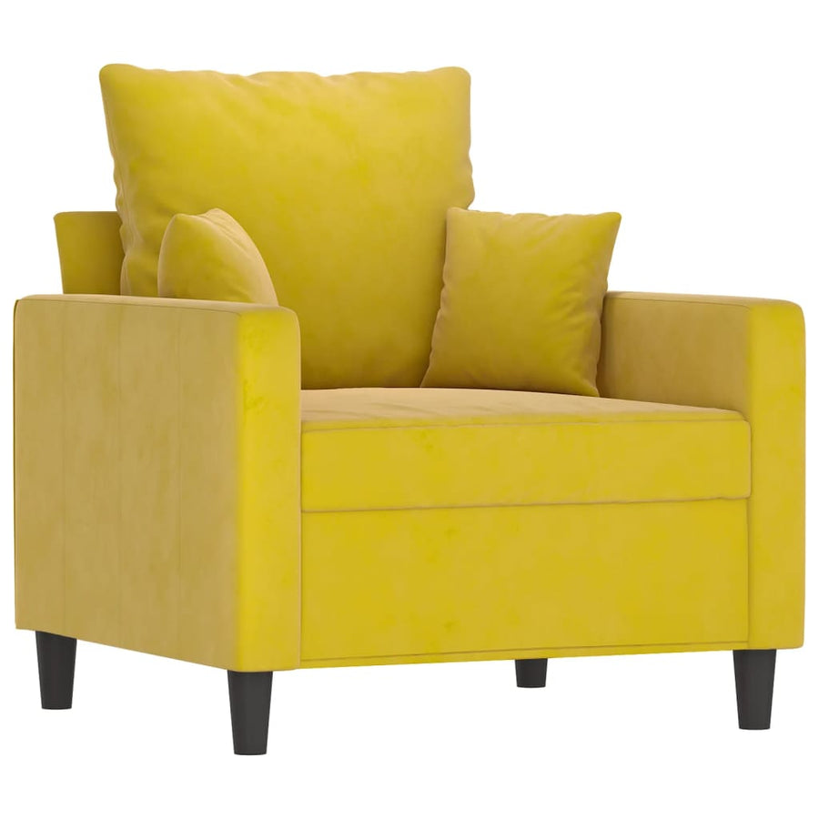 Fauteuil Met Voetenbank 60 Cm Fluweel Geel