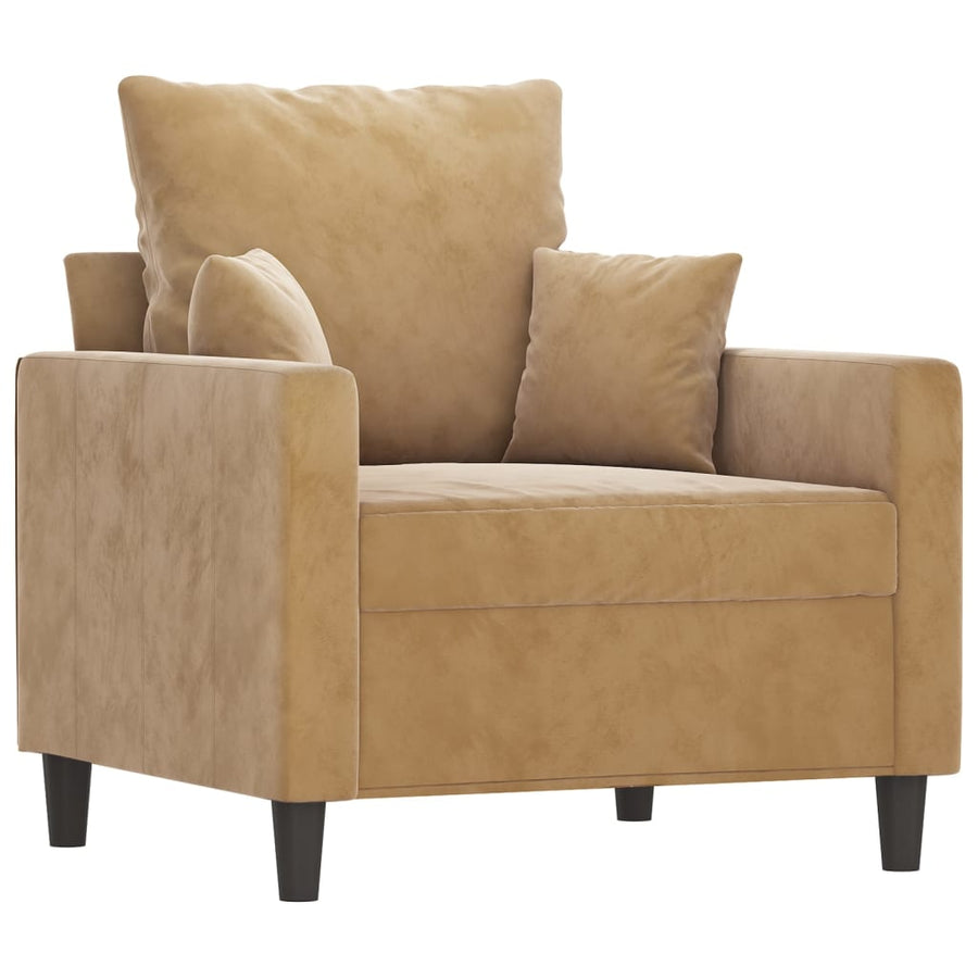 Fauteuil Met Voetenbank 60 Cm Fluweel Bruin