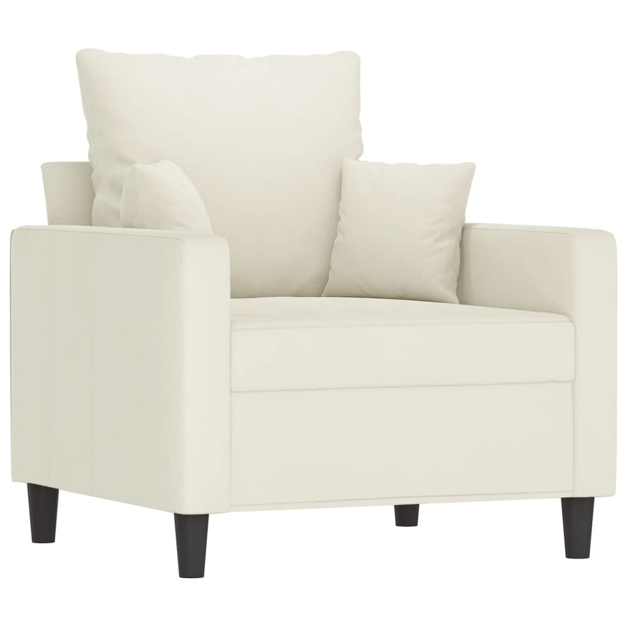 Fauteuil met voetenbank 60 cm fluweel crèmekleurig