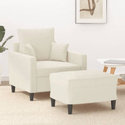 Fauteuil met voetenbank 78x77x80 cm fluweel crèmekleurig
