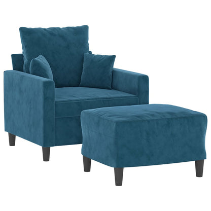 Fauteuil Met Voetenbank 60 Cm Fluweel Blauw