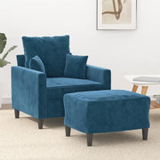 Fauteuil met voetenbank 78x77x80 cm fluweel blauw