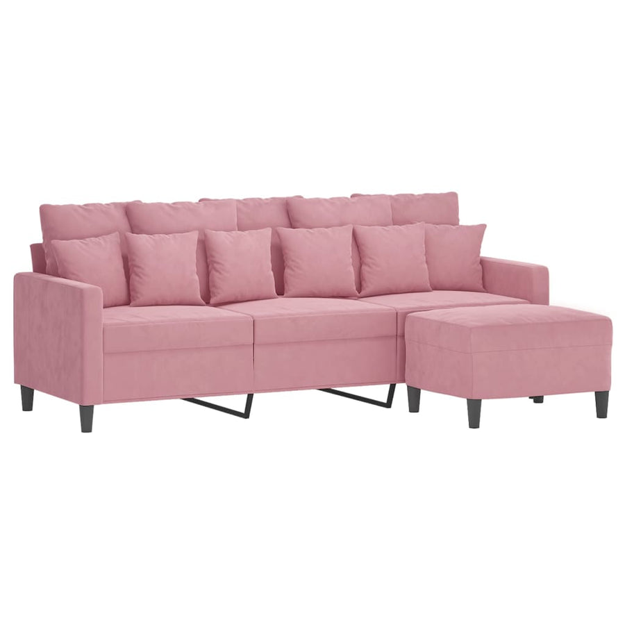 Driezitsbank Met Voetenbank 180 Cm Fluweel Roze
