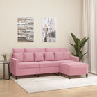 Three-seater sofa with footstool 180 cm velvet pink