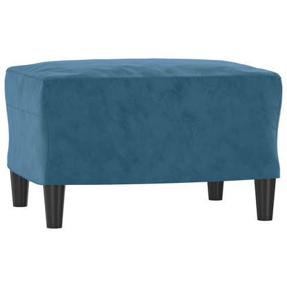 Driezitsbank Met Voetenbank 180 Cm Fluweel Blauw