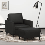 Fauteuil met voetenbank 60 cm zwart kunstleer