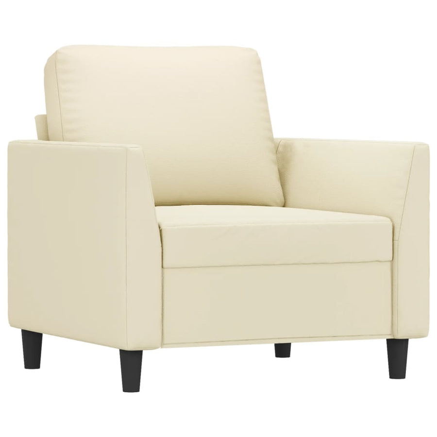Fauteuil met voetenbank 60 cm kunstleer crèmekleurig