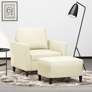 Fauteuil met voetenbank 60 cm crèmekleurig kunstleer