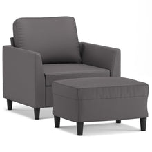 Fauteuil Met Voetenbank 60 Cm Kunstleer Grijs