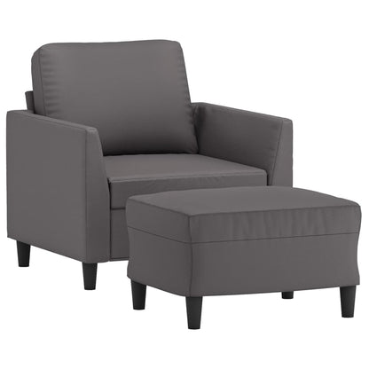 Fauteuil Met Voetenbank 60 Cm Kunstleer Grijs