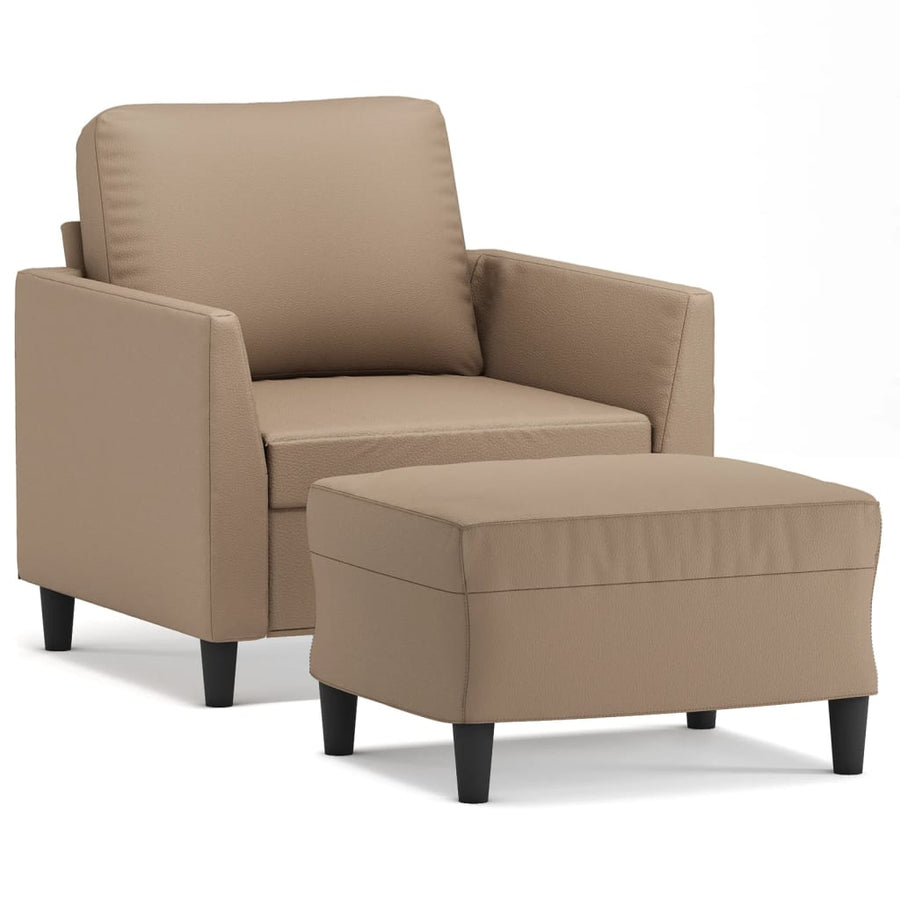 Fauteuil Met Voetenbank 60 Cm Kunstleer Kleurig Cappuccino