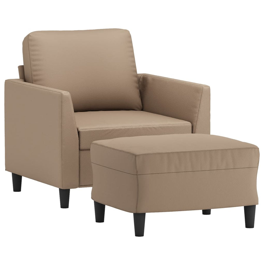 Fauteuil Met Voetenbank 60 Cm Kunstleer Kleurig Cappuccino