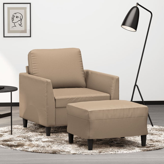 Fauteuil Met Voetenbank 60 Cm Kunstleer Kleurig Cappuccino