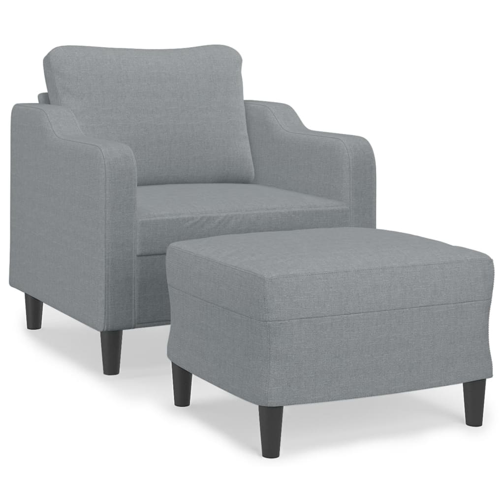 Fauteuil Met Voetenbank 60 Cm Stof Lichtgrijs