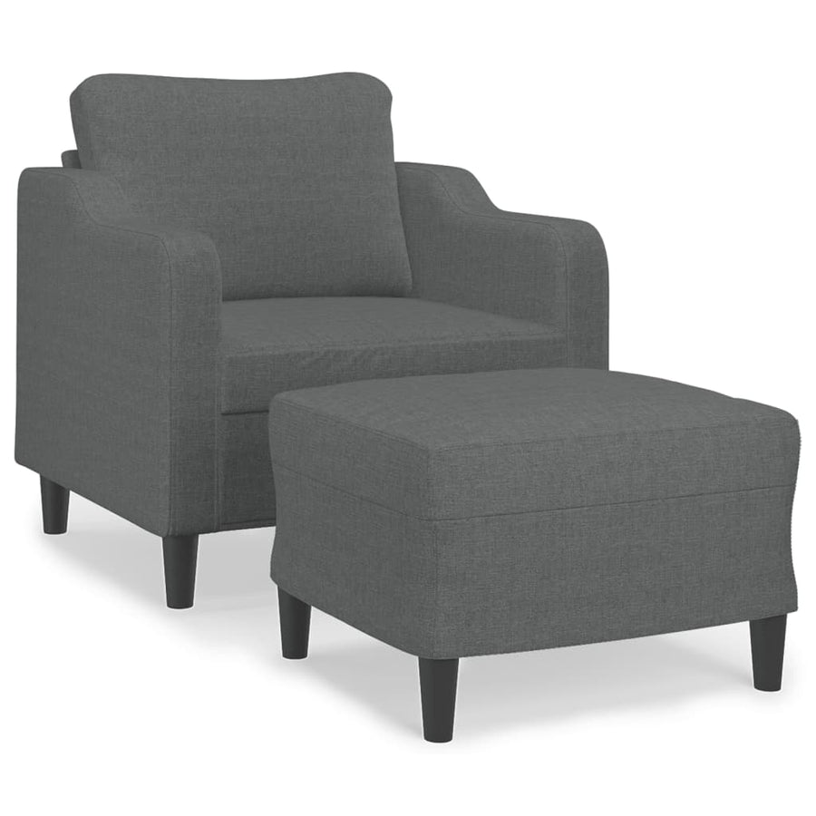 Fauteuil met voetenbank 60 cm stof donkergrijs