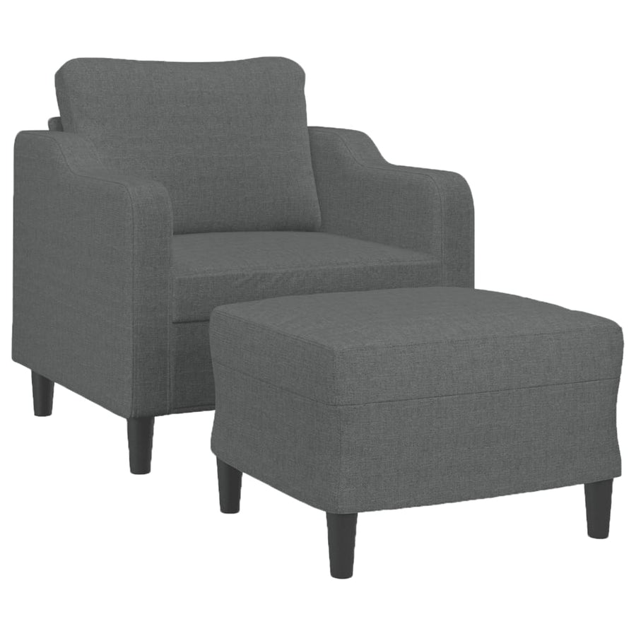 Fauteuil met voetenbank 60 cm stof donkergrijs