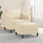 Fauteuil met voetenbank 78x77x80 cm stof crèmekleurig