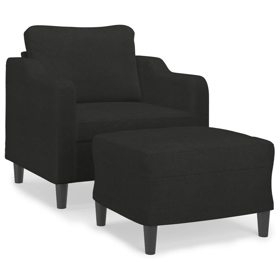 Fauteuil met voetenbank 60 cm stof zwart