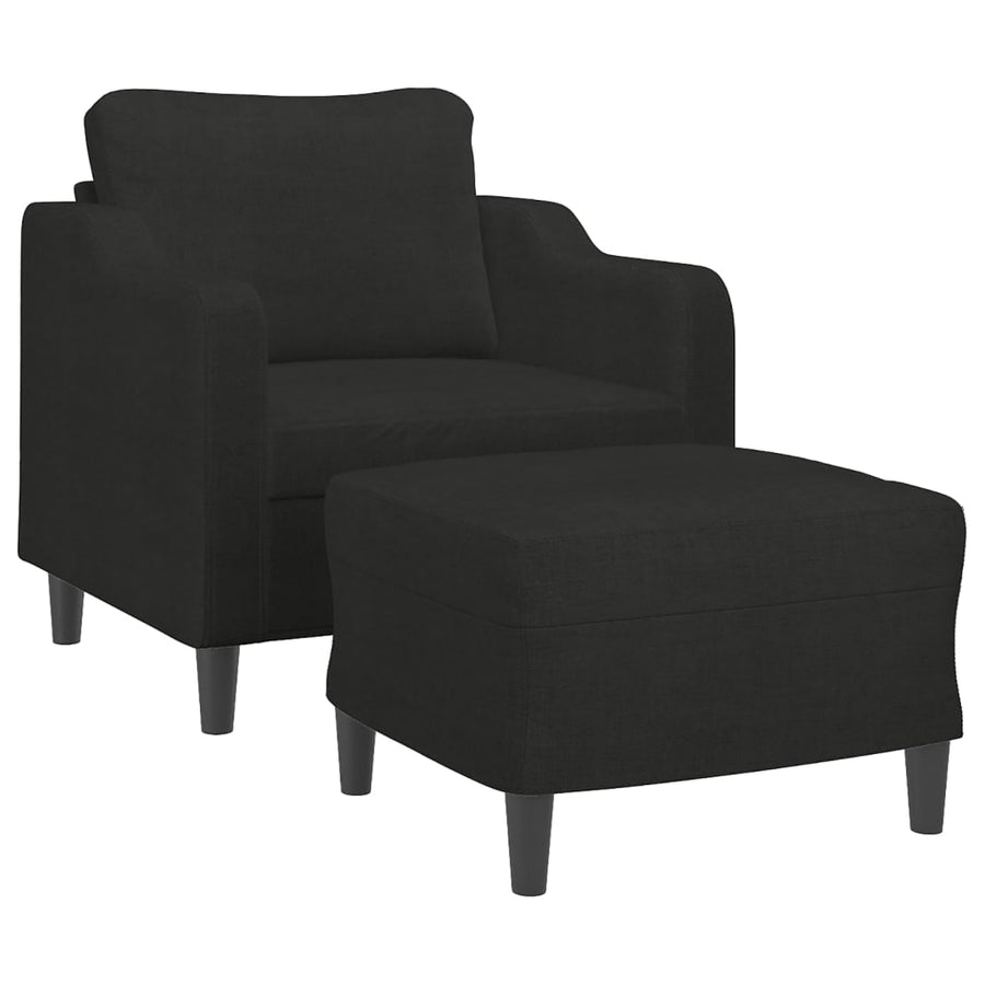 Fauteuil met voetenbank 60 cm stof zwart