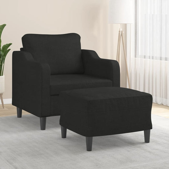 Fauteuil met voetenbank 60 cm stof zwart