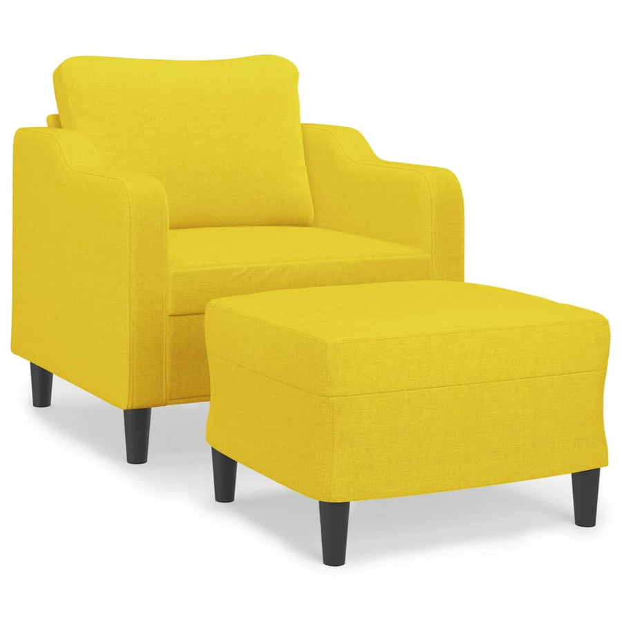 Fauteuil Met Voetenbank 60 Cm Stof Lichtgeel