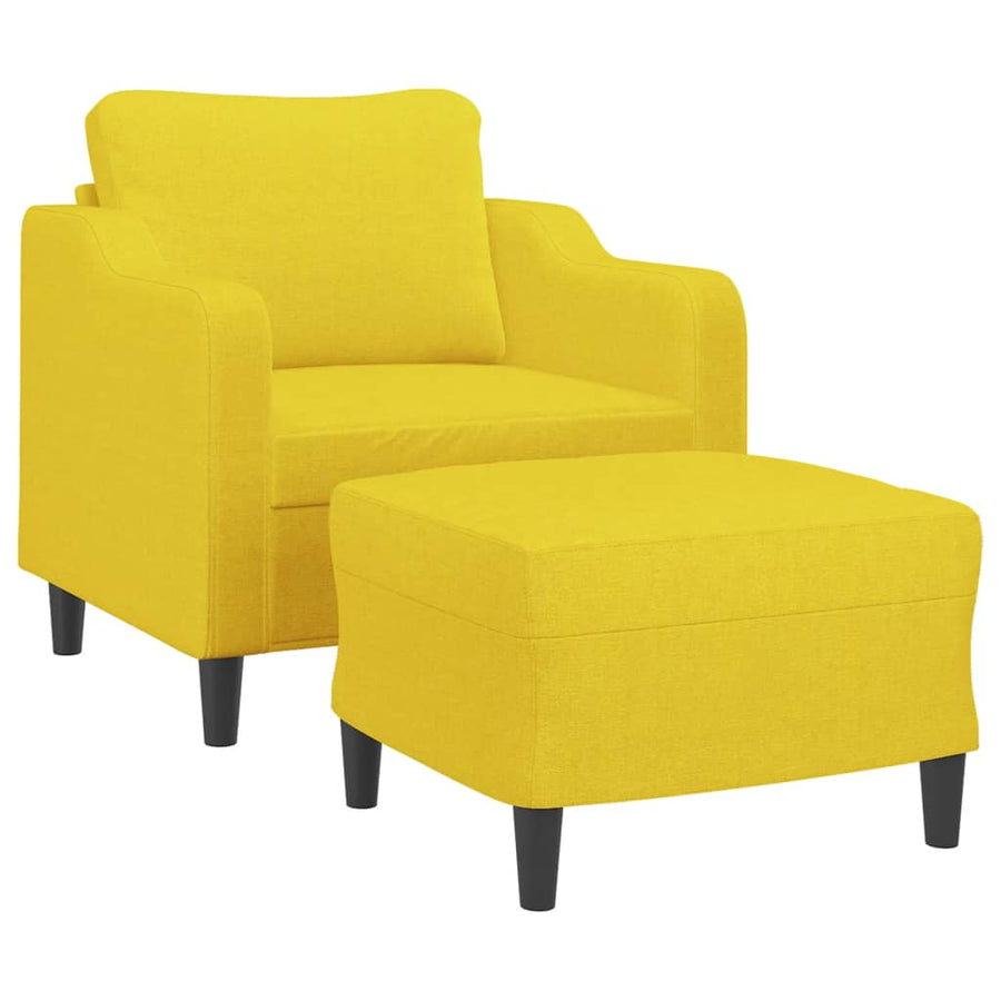 Fauteuil Met Voetenbank 60 Cm Stof Lichtgeel