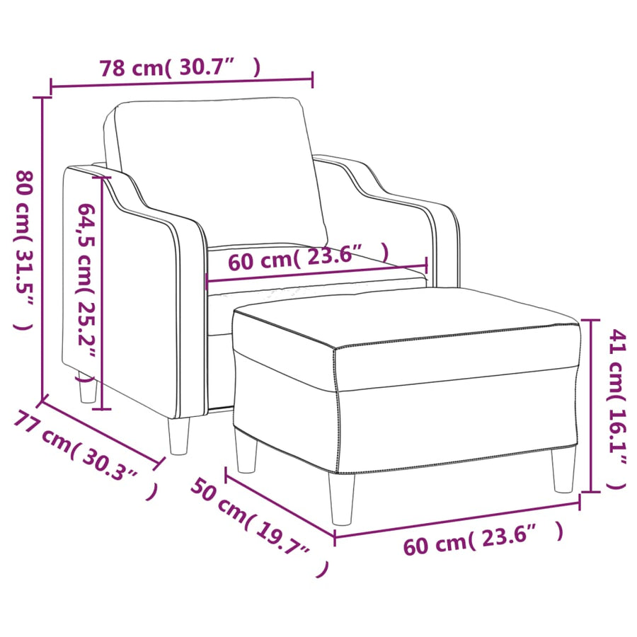 Fauteuil Met Voetenbank 60 Cm Stof Lichtgeel
