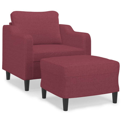 Fauteuil met voetenbank 60 cm stof wijnrood