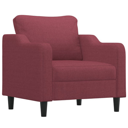Fauteuil met voetenbank 60 cm stof wijnrood
