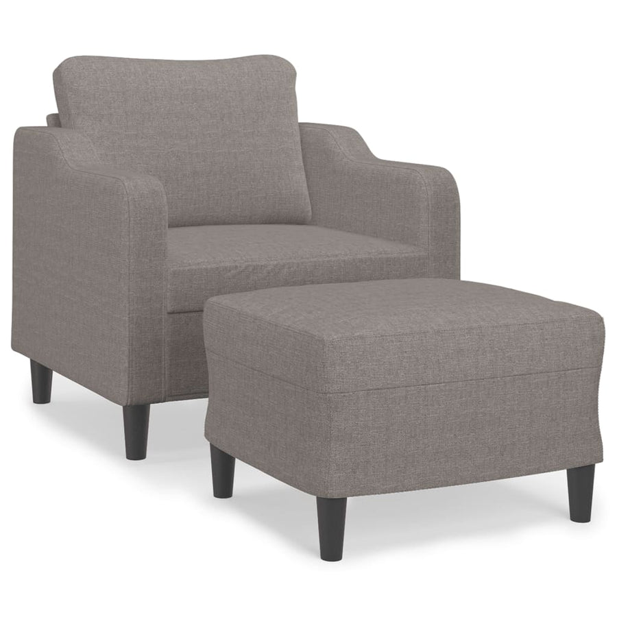 Fauteuil met voetenbank 60 cm stof taupe