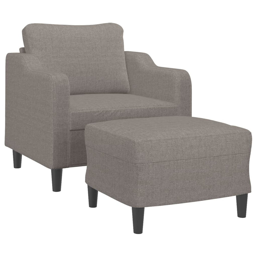 Fauteuil met voetenbank 60 cm stof taupe