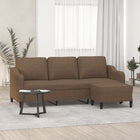 Driezitsbank met voetenbank 198x77x80 cm stof bruin