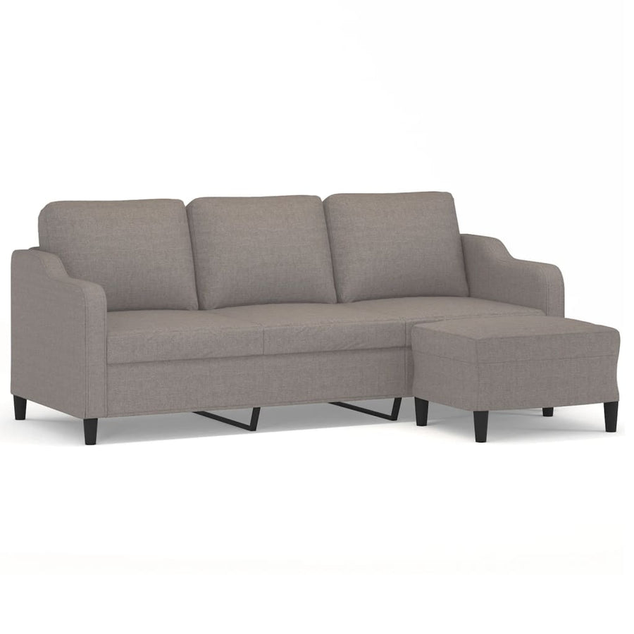 Driezitsbank met voetenbank 180 cm stof taupe