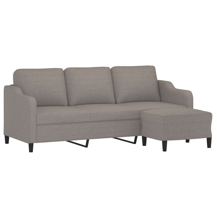 Driezitsbank met voetenbank 180 cm stof taupe