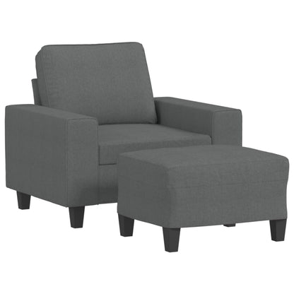 Fauteuil Met Voetenbank 60 Cm Stof Donkergrijs