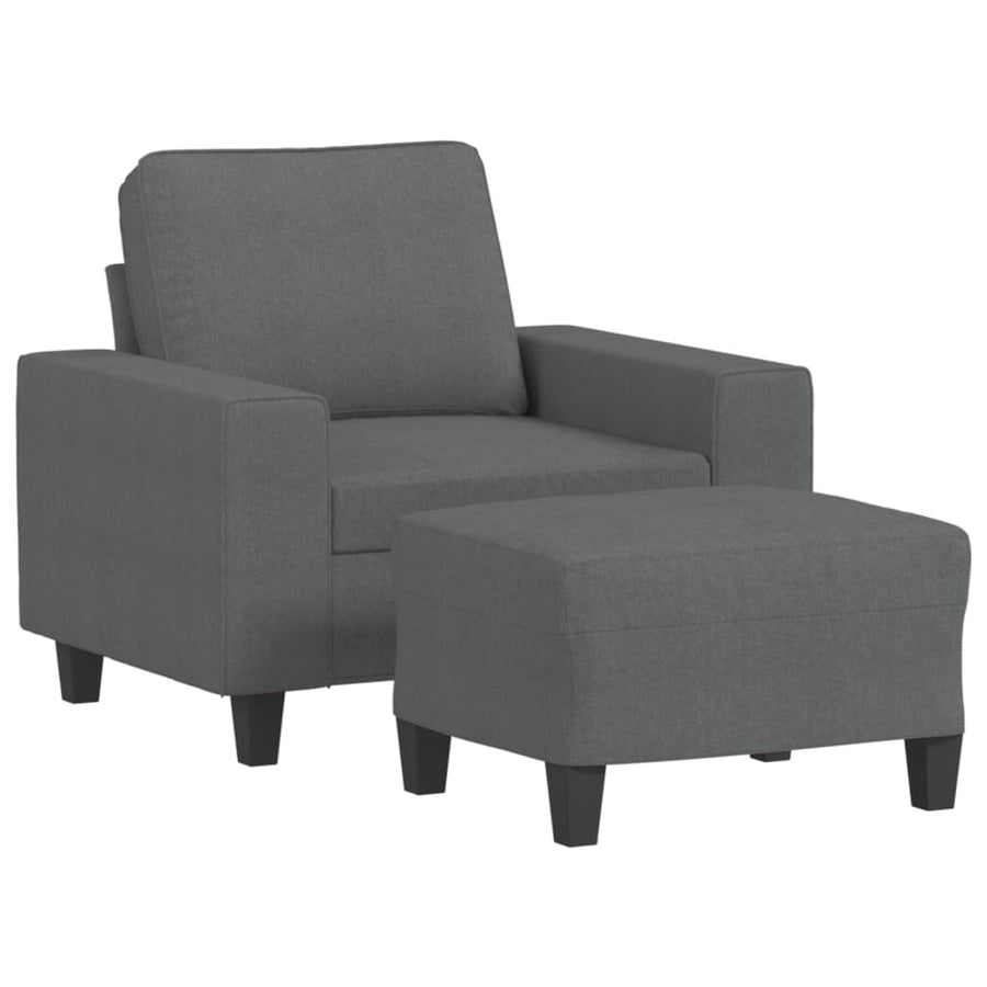 Fauteuil Met Voetenbank 60 Cm Stof Donkergrijs