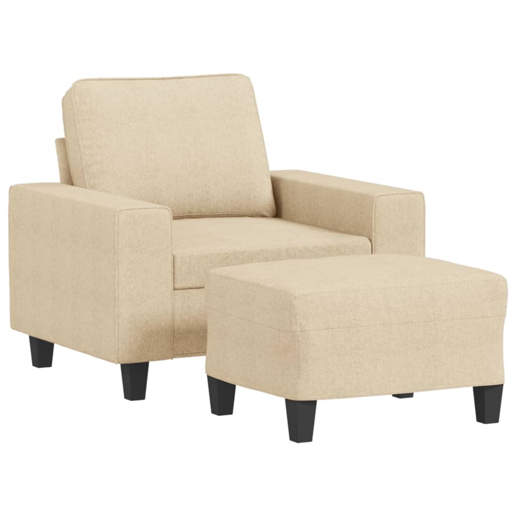 Fauteuil Met Voetenbank 60 Cm Stof Kleurig Crème