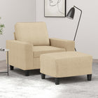 Fauteuil Met Voetenbank 60 Cm Stof Kleurig Crème