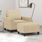 Fauteuil met voetenbank 94x77x80 cm stof crèmekleurig