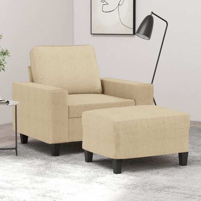 Fauteuil Met Voetenbank 60 Cm Stof Kleurig Crème