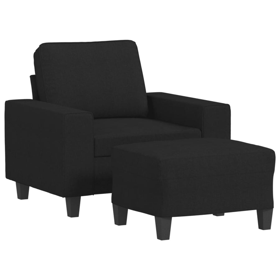 Fauteuil Met Voetenbank 60 Cm Stof Zwart