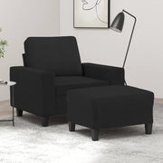 Fauteuil met voetenbank 94x77x80 cm stof zwart