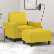 Fauteuil met voetenbank stof lichtgeel 60 cm