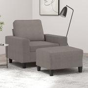 Fauteuil met voetenbank stof taupe