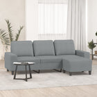 Driezitsbank met voetenbank 214x77x80 cm lichtgrijs stof