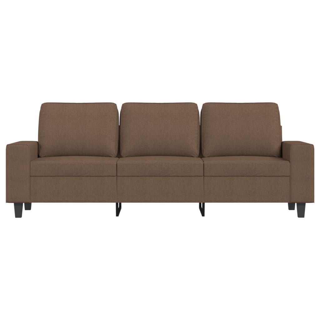 Driezitsbank met voetenbank 180 cm stof bruin